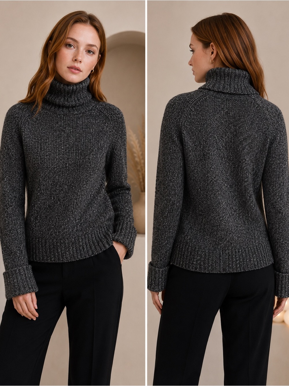 Anthropologie Coretta Shine Silver Metallic Turtleneck Sweater Size Small